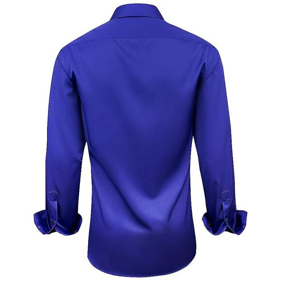 Men's Dress Shirts Long Sleeve Royal Blue - Picture 2 of 8
